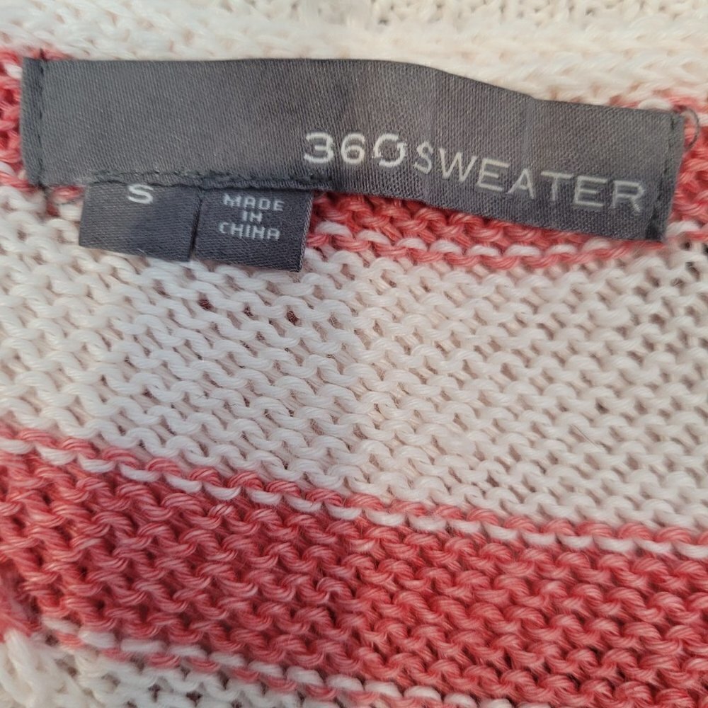 360Sweater Jagger Coral & Ivory Striped Sweater - Picture 4 of 7